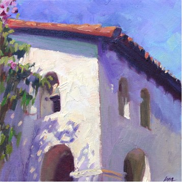 Mission San Luis Obispo, 12"x12", Oil on Canvas (2004)