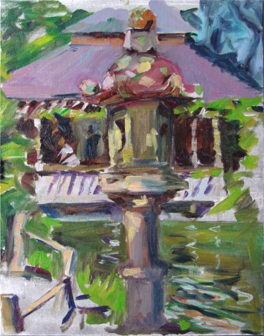 Tea Garden. Pergola, 14"x11", Oil on Canvas (2003)