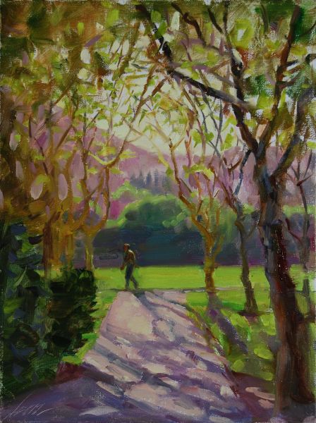 Morning Run in Osage Park, 12"x9", Oil on Canvas Panel (2011)