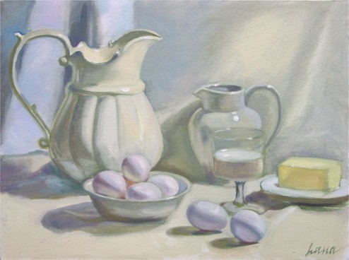 Milk, Eggs and Butter, 12"x16", Oil on Canvas (2003)